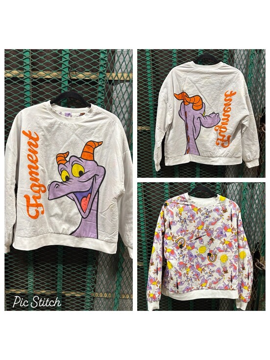 Disney Sweaters - Disney Parks Figment Dragon Sweatshirt  Reversible Medium Large Oversized VTG